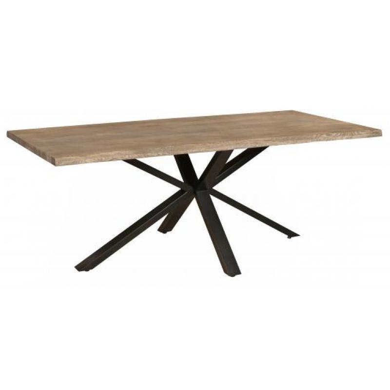 Kaprun 2m Grey Wash Solid Oak Dining Table - Spider Legs